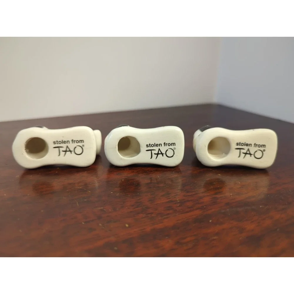 Tao Restaurant Porcelain Chopstick Holders Set of 3 White Gold Asian Style